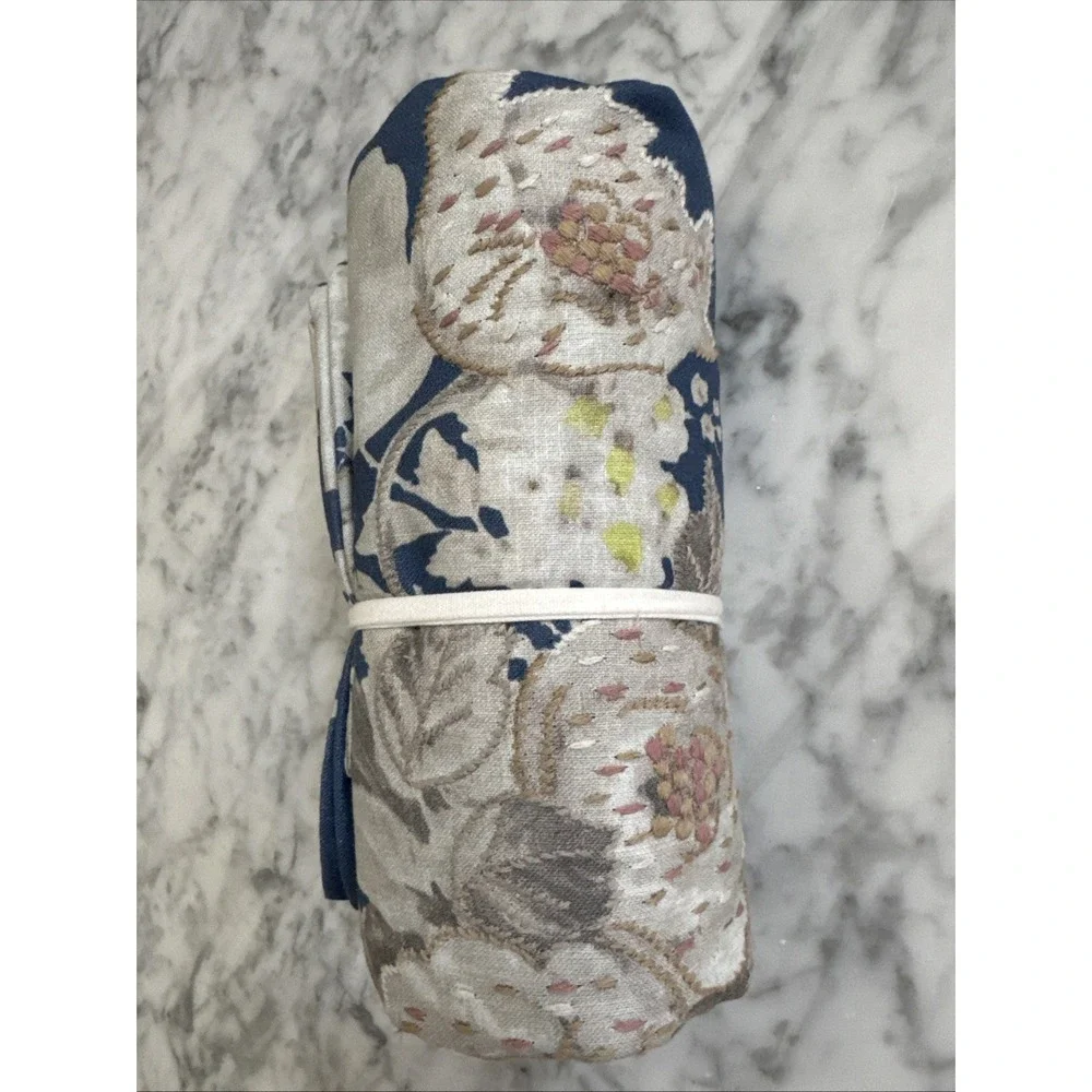 Pottery Barn Bethany Embroidered Organic Cotton Table Throw Cloth 50